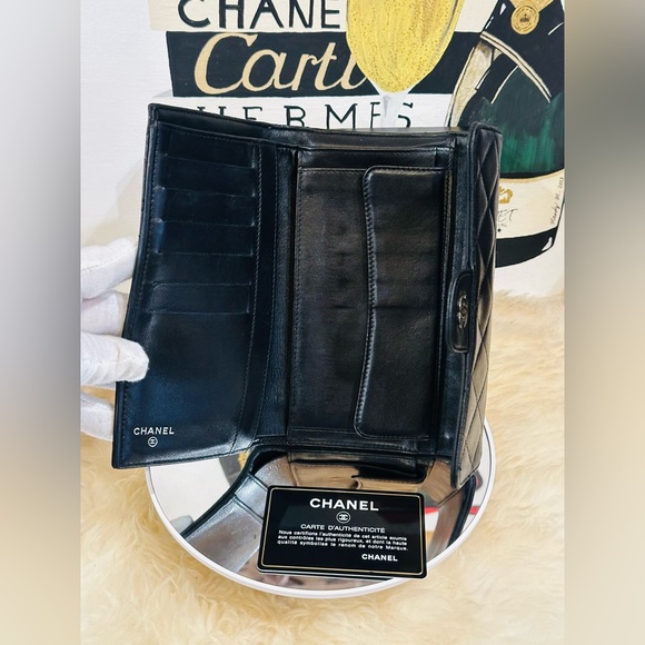 πCHANEL LAMBSKIN MATELASSE Trifold Long Wallet Authenticity Card Full Inclusion - Picture 13 of 17